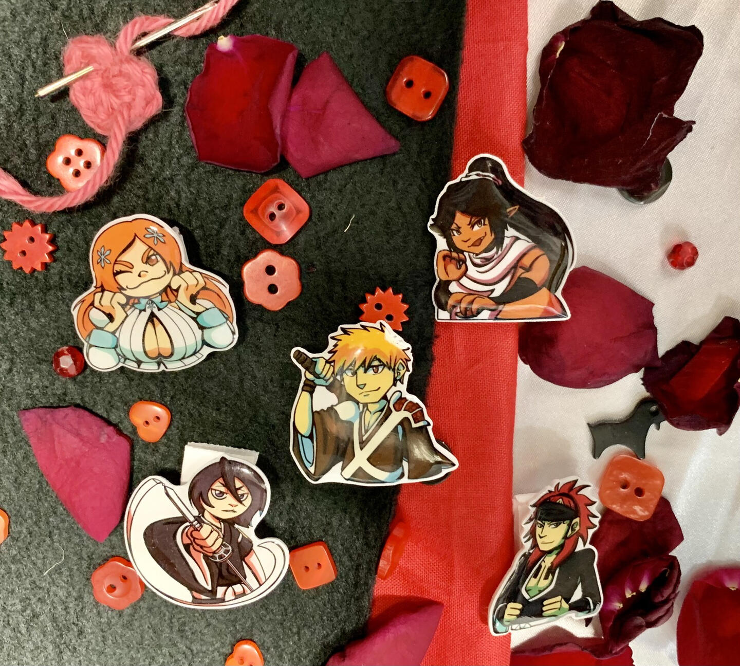 photograph of BLEACH pins