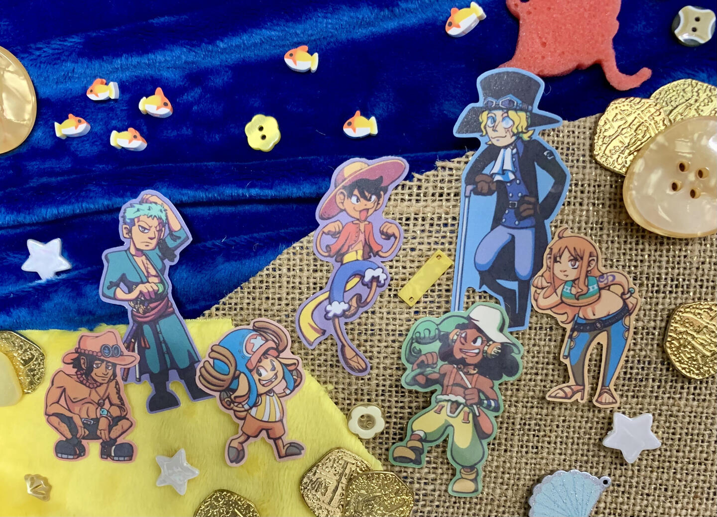 photograph of One Piece stickers